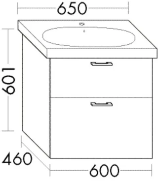 Burgbad Waschtischunterschrank Sys30 PG1 Aqua 601x600x460 Eiche Dekor Flanelle, WVZB060F2239 WVZB060F2239