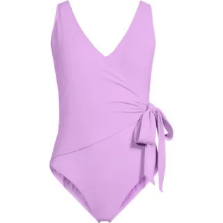 Badeanzug mit seitlichem Bindeband, hohes Bein für Damen, Damen, size: regular, Pink, Nylon-Mischung, by Lands' End