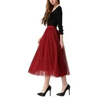 DEBAIJIA Meshrock Meshrock Damen Maxirock Sommer Elegant Lange Röcke Kleid Hohe Taille