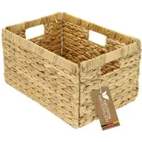 HMF Regalkorb Aufbewahrungskorb passend für Billy Regal, Korb, geflochten aus Wasserhyazinthe mit drei Griffen, 35 x 25 x 20 cm Natur