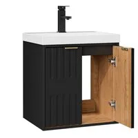 UEV Waschtisch klein Waschbecken mit Unterschrank set Badmöbel Gäste-WC hängend 49cm (Waschplatz ausreichend Stauraum,Badmobel Set fur Badezimmer, Unterschrank mit Harzbecken Wasserhahn Pop-up-Ablassventil)