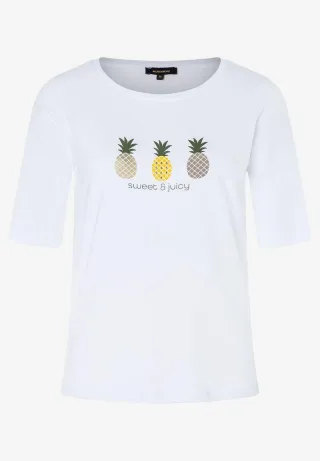 MORE & MORE - T-Shirt mit Ananas-Frontprint weiß - Gr. - 40