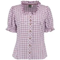 OS Trachten Trachtenbluse Korpy Tailliert, Rundhalsausschnitt mit Rüschen, 1/2-Arm, Stick, Puffärmel