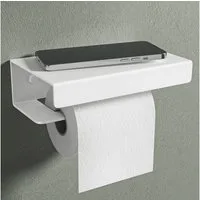 Mai & Mai Toilettenpapierhalter WC-Papierhalter mit Ablage aus Aluminium L-Form Lino-05, Anti-Fingerabdruck Einzigatige L-förmige Materialstruktur