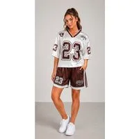 Worldclassca T-Shirt & Shorts Worldclassca 2tlg Oversize SET Shirt + Shorts Jogginganzug Print 23 Neue Kollektion - Stilvolle und gemütliche Streetwear Mode für Damen