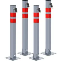 Clanmacy Absperrpfosten 65cm Parkplatzsperre Bügel Pfosten Kette Poller Klappbar (4-tlg)