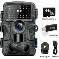 Tekoo Wildkamera 4K 60MP WiFi, App-Steuerung, IP66 wasserdicht, 0,2s Auslöser & 64GB SD (Außenbereich, Packung, Inklusive 64GB microSD-Karte, WiFi & App-Steuerung, Inklusive 64GB Speicherkarte, 0,2s Auslösezeit)