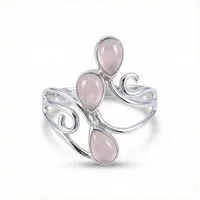 mantraroma Silberring SIDISTI aus 925 Silber mit Rosenquarz (Ring mit Schmuckbeutel), Damenring aus 925er Silber
