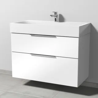 Sanipa 3way Waschtischunterbau zu Kaldewei Silenio Waschtisch mit 2 Auszügen, Weiß-Glanz UF45678