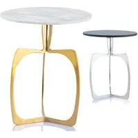 Amagohome Beistelltisch Runder Beistelltisch Berlin mit Marmor – Ø 45 cm Design Sofatisch Gold, Handarbeit