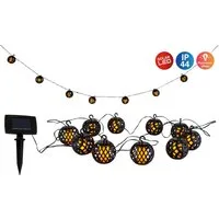 näve LED Solarleuchte Fogo, Tageslichtsensor, LED fest integriert, Warmweiß, Lichterkette,10 Kugeln, Flammeneffekt, Dämmerungssensor, LED warmweiß