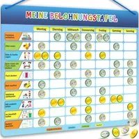 Likarto Lernspielzeug Belohnungstafel Kinder - inkl. 280 Magnete - Belohnungssystem Kinder, Mit Kordel - Komplett beschreib- und abwischbar