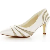 White Lady 882 ivory-champagner - Satin- Glitter Brautschuhe Pumps