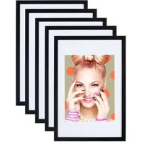 IDEAL TREND Bilderrahmen 3er 5er Set Holz Bilderrahmen Lifestyle Plexi Foto Rahmen Collage Wand, für 5 Bilder (5 St), Holz Bilderrahmen mit Papiereinleger und Kunststoffglas