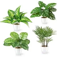 Kunstpflanze Tropische Kunstpflanzen wie echt in weißen Keramiktöpfen, Kunstpflanze Tropische Kunstpflanzen (u.a. Monstera & Areca Palmen), PASCH, Höhe 25 cm