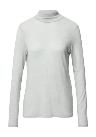 comma - Longsleeve aus Lyocellmix mit Stehkragen grau - Gr. - 36
