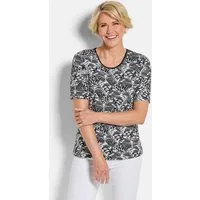GOLDNER T-Shirt Cityshirt mit Schmetterlings-Motiv Viskoseshirt mit Rundhalsausschnitt und Halbarm