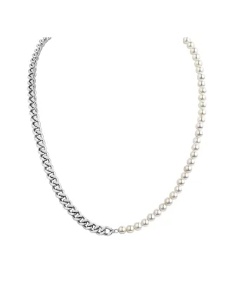 Zeeme Stainless Steel Collier Edelstahl mit Perlen