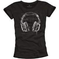 MAKAYA Print-Shirt Damen Retro Hip Hop Outfit Kopfhörer 80er 90er Jahre Hippie Motiv (Schwarz, S, M, L, XL) aus Baumwolle