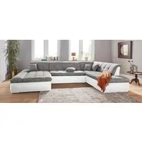 DOMO collection Wohnlandschaft PB MORIC wahlweise mit Bettfunktion und Armteilverstellung U-Form, XXL-Format B/T/H: 353/216/80 cm, feine Steppung, incl. Zierkissen