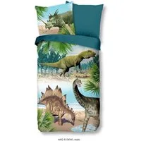 soma Bettwäsche kinderbettwäsche dinosaurier 135x200 80x80cm dino grün blau Jungen, Baumwolle, 2 teilig, kinder bettwäsche 135x200 junge winter Baumwolle