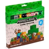 Puckator Fineliner Minecraft Fineliner Kugelschreiber mit Silikon-Topper, (8-tlg), Radierbare Tinte