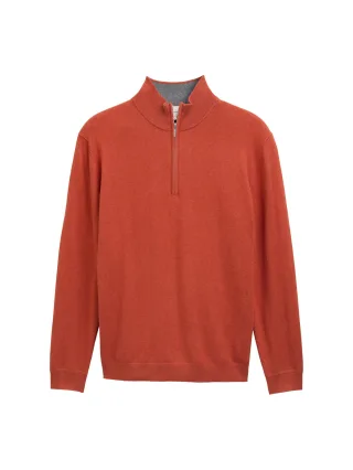 Tom Tailor - Troyer Strickpullover mit Kaschmir-Anteil rust red melange - Gr. - L