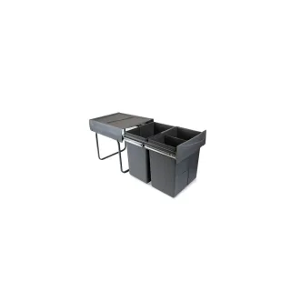 Emuca Recyclingbehälter, Anthrazit, Kunststoff, 34.2x39x46.9 cm, Küchen, Küchenausstattung, Mülleimer
