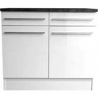 BASIC by Balculina Unterschrank Jazz 100er Unterschrank, Küschenschrank BxHxT 100x90x60 cm (1-St) Unterschrank mit 2 Türen, 2 Schubkästen und 2 Einlegeböden