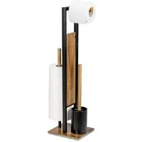 WENKO WC-Garnitur Modell Rivalta Acacia, integrierter Toilettenpapierhalter und WC-Bürstenhalter, Akazienholz