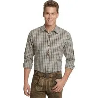 Moschen-Bayern Trachtenhemd Trachtenhemd Herren kariert Stickerei Edelweiß Wiesn-Hemd Herrenhemd