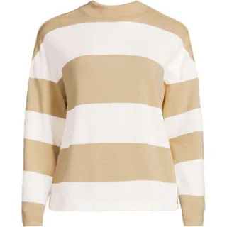 Baumwollshirt Maritim Gestreift mit langen Ärmeln für Damen in Plus-Größe, Damen, size: plus, Blau, Baumwolle, by Lands' End