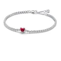 Pandora Tennisarmband Damen-TennisRotes Funkelndes Silber