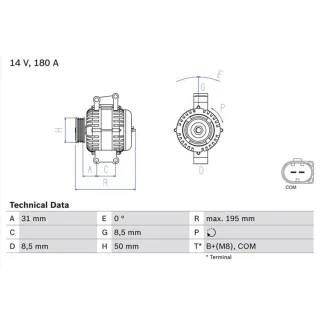Bosch Lichtmaschine 180A Mercedes Sprinter Viano Vito 0986081910