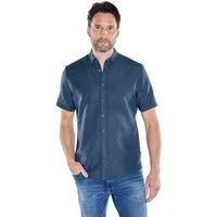 Engbers Kurzarmhemd Herren Kurzarmhemd mit Jacquard-Musterung, Saphirblau