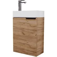 Planetmöbel Waschtisch-Set Unterschrank mit Waschbecken 40cm inkl. Armatur, (inkl. Keramikwaschbecken, 1-St., Badmöbel Set für Gäste Bad & WC), Waschtisch 40cm mit Bad-Armatur chrom