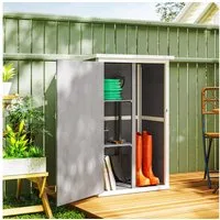 Outsunny Gerätehaus Gartenhaus, Geräteschuppen mit Regalböden, BxT: 75x56 cm, (Gartenschrank, 1 St., Geräteschrank), für Garten, Naturholz, Schwarz+Grau+Weiß