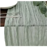 Minicloss Tischläufer Bali-Gaze mit Falten Tischdecke Bohemian Tabelle Flagge (1-tlg), 90 x 300 cm Romantische Tischdecke Dekoration
