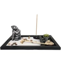 Yudu Dekofigur Zen-Garten mit Buddhafigur mit Teelicht Rauchstab Nr: YH072
