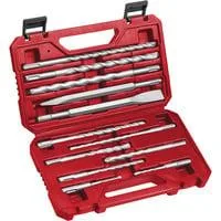 SDS Plus Meißel- & Bohrer-Satz, 12-teilig rot, Ø 5-16mm, Transportkoffer