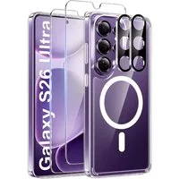 SmartUP Smartphone-Hülle für Samsung Galaxy S26 Ultra MagSafe Schutzglas Display Kamera Full 9H 6,9 Zoll, 5in1 Set - MagSafe kompatibel