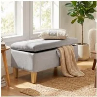 HOMCOM Sitzbank Polsterbank 71x37x36 cm mit aufklappbaren Deckel (Gepolsterte Bank, 1-St., inkl. Sitzkissen), für Wohnzimmer, Schlafzimmer, Flur, Hellgrau