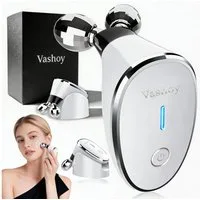 Vashoy Gesichtsmassagegerät Schönheitsapparat 5-in-1 Schönheitsgerät, 3 EMS-Stufen, Anti-Aging, Gua Sha Elektrisch mit 360° V-Roller mit Ultraschall-Vibration 1-tlg., für straffere Haut & mehr Elastizität, Tragbares Beauty-Gerät für Zuhause & Reisen,