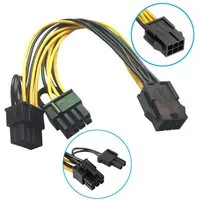 Bolwins R01 6pin PCIe auf 2x 8pin Grafikkarte Stromkabel PCI-Express Adapter Stromkabel, PCIe 6-Pin weiblich, 2x PCIe 6+2-Pin männlich (18 cm), PCIe Power Splitter, 6+2-Pin flexibel, kompakte Bauform