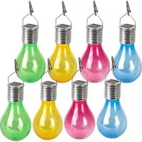 Casativo LED-Lichterkette Solar LED-Lampen Glühbirnen Deko Partyleuchte Gartenlampe je Ø7,5 cm, mit Dämmerungssensor & Klemme zum Aufhängen/kabellos