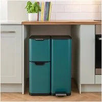 HTI-Living Mülleimer Mülleimer Edelstahl mit 3 Behältern, Mülltrennsystem 60 Liter