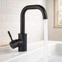 ZMH Küchenarmatur Schwarz Matt - Armatur 360°Drehbar Kalt- Warmwasserhahn (7-St., Mischbatterie Badarmatur) 360°Drehbar