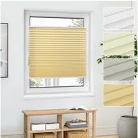 jalousiescout Plissee Pure Premium 35x110cm Beige Klemmfix ohne Bohren, halbtransparent, ohne Bohren, verspannt, Klemmfix, Polyester-Stoff, blickdicht und lichtdurchlässig