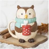 ABYstyle Tasse Süße Keramik Tasse Eule mit Deckel – Oliver Owl - Becher Herbst