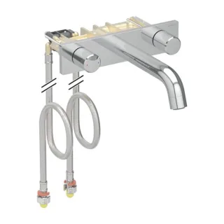 Geberit One Waschtischarmatur 116464211 20,5 cm, Zweigriffmischer, Wandmontage, rund, hochglanz-verchromt
